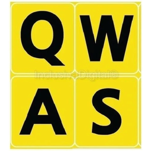 Adesivo Teclado Baixa Visão Alto Contraste Amarelo Com Preto