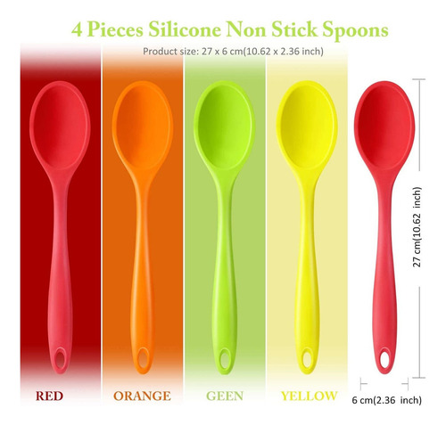 K 4 Peças De Colher De Silicone Para Misturar Colher De