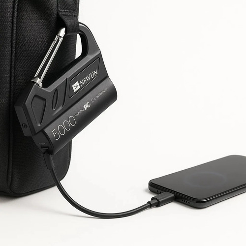 Carregador Portátil 5000mah Power Bank Com Gancho P/ Bolsa Preto - 1un