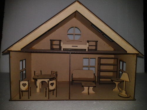 Casa Para Muñecas Con Set De Muebles Fibrofacil