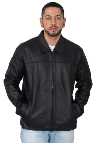 Jaqueta de couro masculina plus on sale size