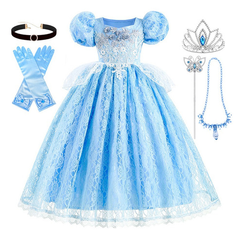 Vestido De Princesa De Cenicienta Para Niñas Fiesta De Cumpleaños Carnaval Cosplay Navidad Halloween