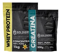 Comprar Whey Concentrado 1kg Sabor Baunilha y Creatina Monohidratada Sabor Natural 500g Soldiers Nutrition