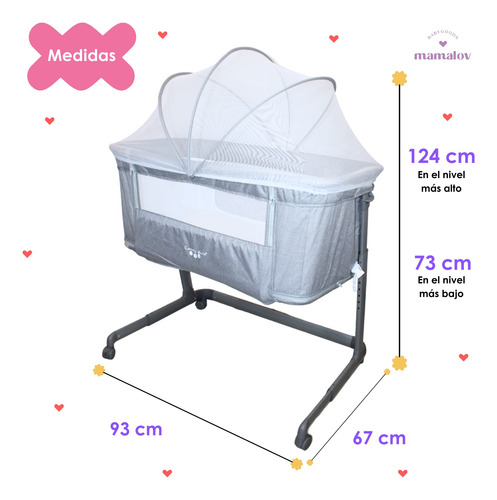 Colecho Cuna Moisés Para Bebé 2 Niveles Confety P965m - Gris