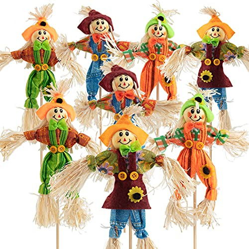 8 Pcs Halloween Scarecrow Decoration Outdoor, Fall Harv...