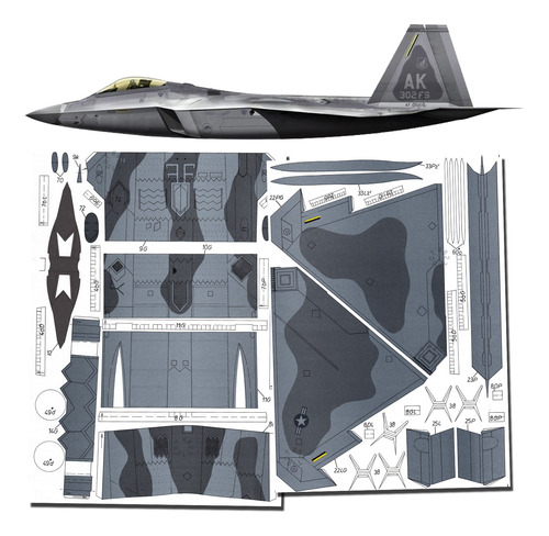 F 22 Raptor Escala 1.33 Papercraft