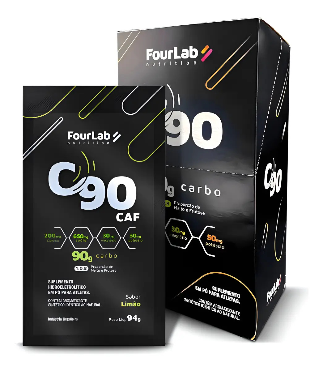 Carboidrato Em Pó C90 Fourlab Intratreino 5 Sachês 94g Limão Cafeína