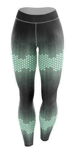 Calça Legging Missy Fitness Academia Verde Geométrico Neon