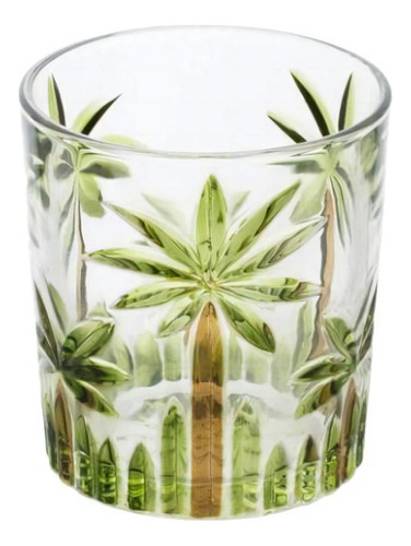 Conjunto 6 Copos Baixos Cristal Palm Tree Handpaint 340ml