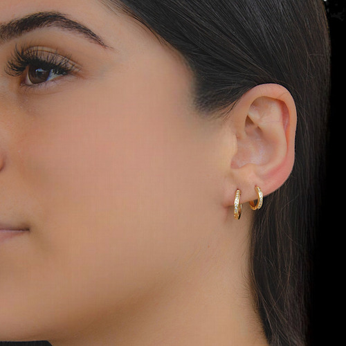 Brinco Argola 2 Furos Folheado A Ouro 18k Luxo Glamour Kit