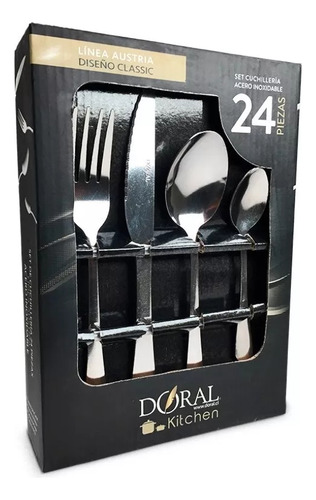 Set De Cuchillería Vajilla 24 Piezas Color Plateado