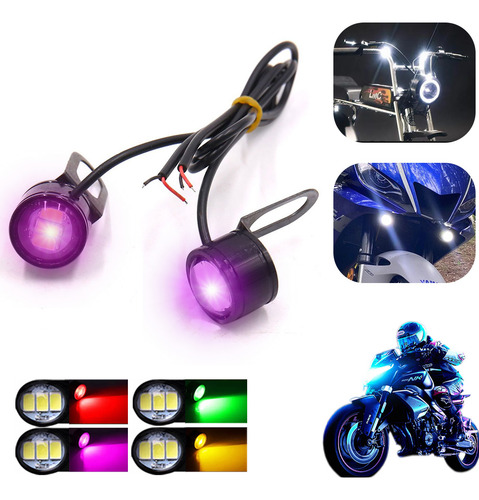 4 Faros Ojo Aguila Tipo Xenon Faros Led Niebla 23mm Rosa