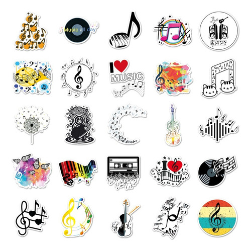 100 Pegatinas De Grafiti Con Notas Musicales