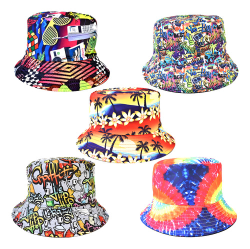 Sombrero Piluso Reversible X5 - Diseños Divertidos Cotillon Surtido