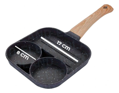 Sartén De Cocina 3 En 1 Multifunción Roca Volcánica Madera Negro