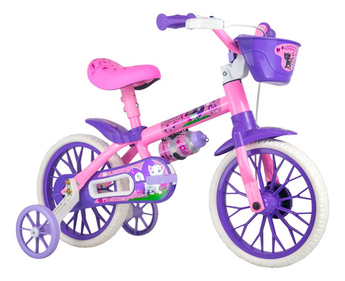 Bicicleta Infantil Aro 12 Nathor Cat Violeta Menina 2-5 Anos