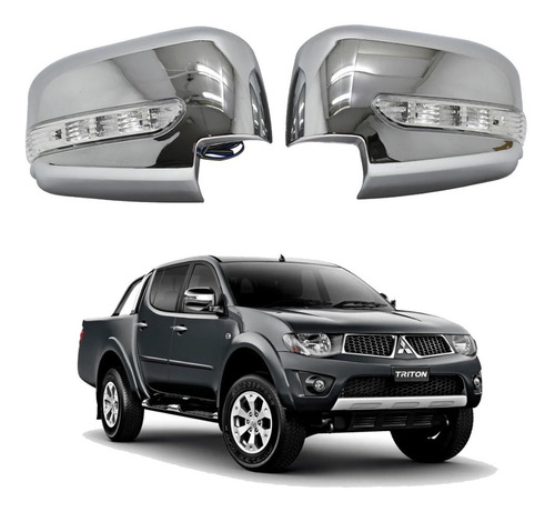 Cubre Espejos Cromados Con Led Mitsubishi L200 2008-2015