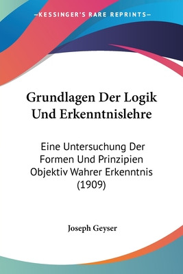 Libro Grundlagen Der Logik Und Erkenntnislehre: Eine Unte...