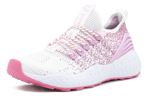 Tenis Textil Tipo Calcetin Para Mujer Charly® Agujeta Blanco Lila
