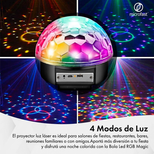 Imagen 3 de 9 de Bola Luz Led Rgb Rítmica Parlante Usb Mp3 Bluetooth 10w