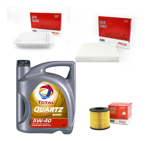 Kit 3 Filtros + 4l Aceite Total 5w40 Toyota Corolla Wega