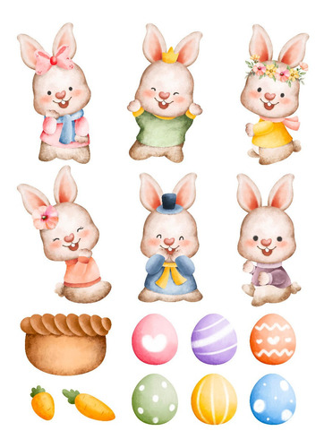 Clipart Lindos Conejos De Pascua Acuarela