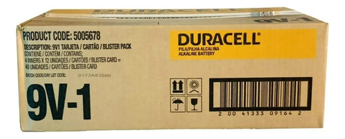 Caixa C/ 12und. Bateria Alcalina 9v Duracell