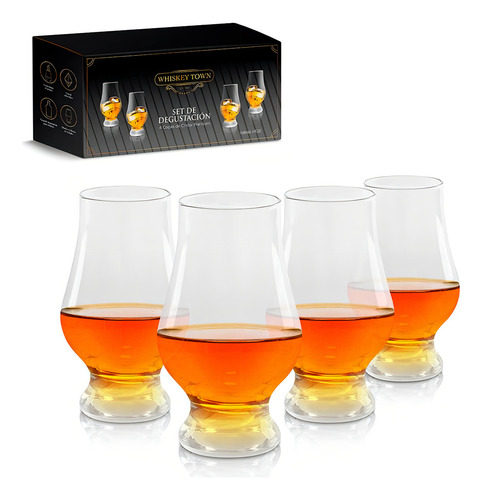 Vasos De Vidrio Para Whiskey 4 Piezas En Forma De Tulipán,