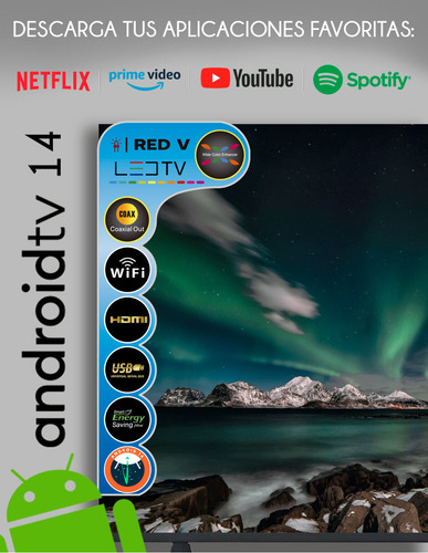 Televisión Smart Tv Redv 43 Pulgadas Android 14 Hd Red43stv