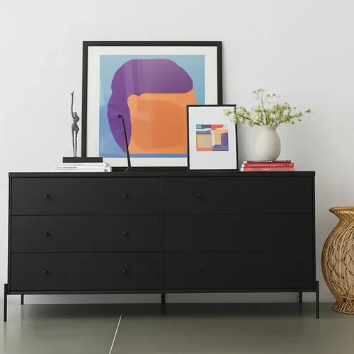 Cômoda 6 Gavetas Jasper 182 Cm - Preto Fosco | Parcelamento sem juros