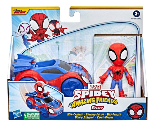 Imagen 1 de 4 de Playskool Spidey Figura De Héroe 10 Cm Y Vehículo Hasbro