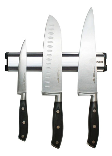 Set Cuchillo + Block Magnético Wayu Color Plateado-negro