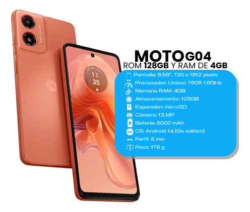 Motorola G04s 128gb Ram 4gb+4gb Virtual Naranja