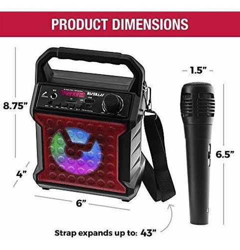 Maquina Karaoke Portatil Microfono Para Hogar Luz Fiesta Fm