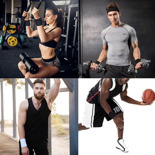 A 10 Par Muñequeras Sudor Microfibra Algodon Gym Pulsera