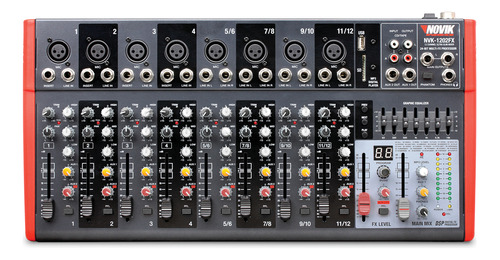 Mezclador analógico Novik Mixer Sound Desk de 12 canales Nvk-1202 Fx 220v