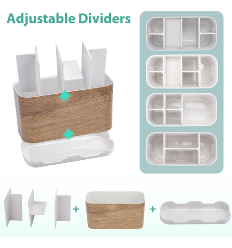 Soporte Para Cepillo Y Pasta De Dientes Boperzi Modelo Rústi Grano De Madera