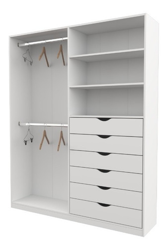 Armário Arara Gaveta Brenda 100% Mdf Quarto Sapato Roupa Cor Branco