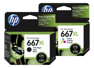 Kit Cartucho De Tinta Hp 667 Xl Ink Advantage Negro Tricolor