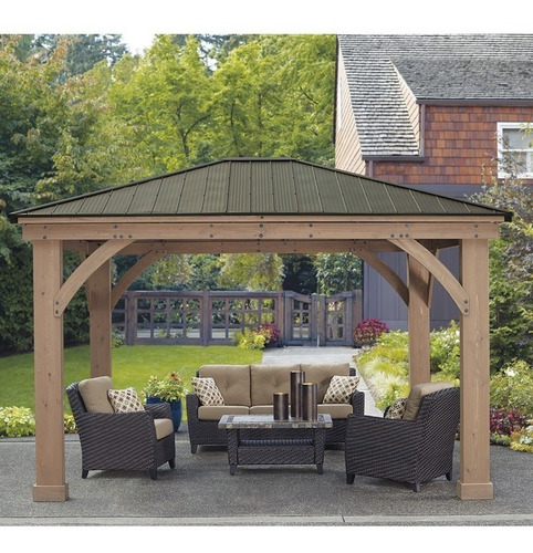 Yardistry Pérgola Madera C/ Techo Aluminio 4.3m X 3.7m