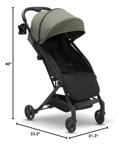 Cochecito Ligero Compacto Plegable Apto Para Avión Con Toldo Verde Salvia Color Del Chasis