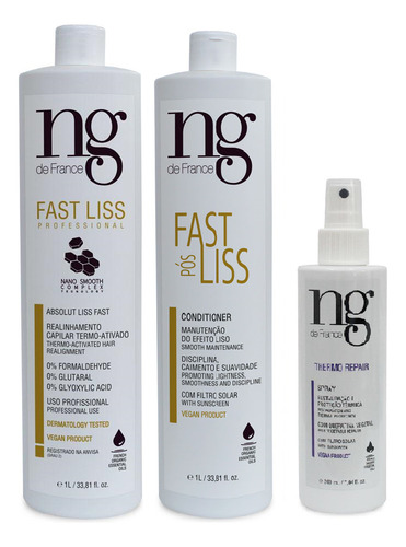 Kit Ng De France Fast Liss + Spray Thermo + Cond. Pós Fast L