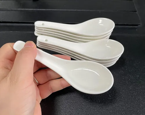 comprar Paquete De 10 Cucharas De Sopa De Cerámica Blanca, Cucharas