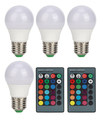 Bombilla Rgb, 4 Bombillas Led E27, Decoración Colorida, 2