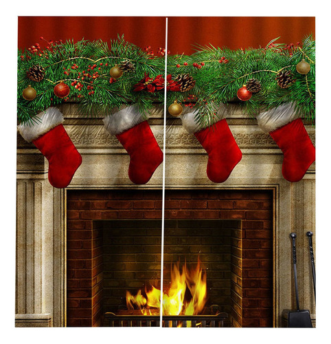 F Cortinas De Navidad Chimenea .