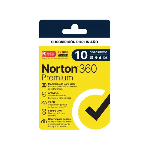 Antivirus NORTON 21443392 NORTON 360 PREMIUM 10D 1A 21443392 - Código: 21443392 | Compra en Guadalajara