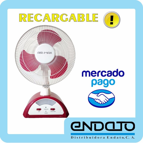 Ventilador Recargable Con Luz De Emergencia 2 Velocidades