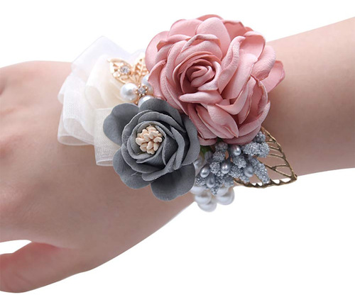 2 Pulsera Artificial Diseño Camelia Flor Para Boda M