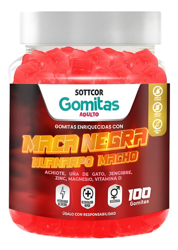 Pack 2 Maca Negra Huanarpo Macho Gomitas Sottcor 100 Gr