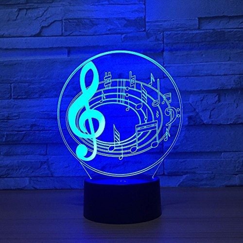 3d Ilusion Optica Led Luz Nigth Musica Nota De Mesa Lamp